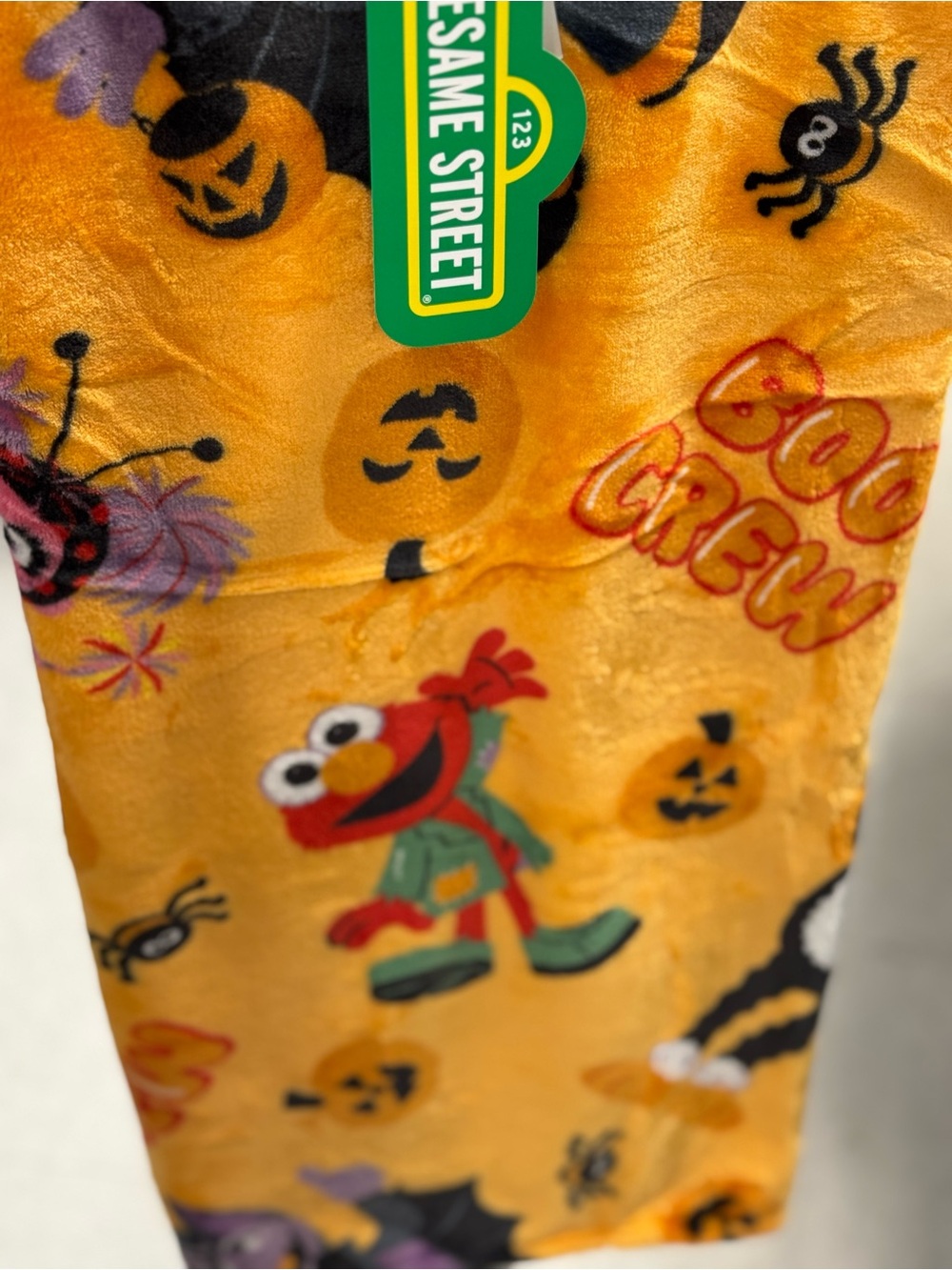 Sesame Street Elmo Halloween Throw Blanket - Orange, Black, Green - Picture 2 of 2